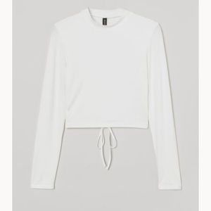 H and m open back long sleeve white top